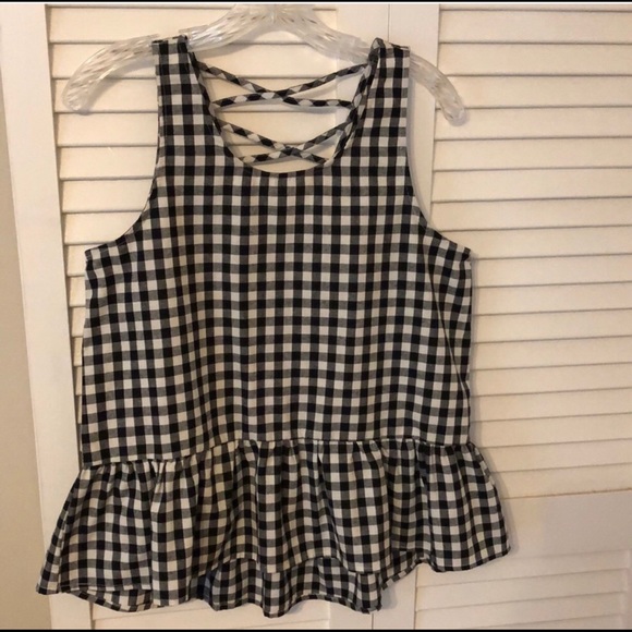 BB Dakota Tops - BB Dakota peplum tank with criss cross back